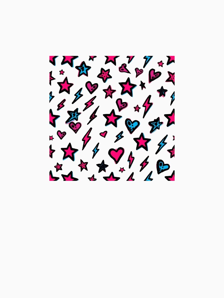 Y2K Pop Punk Stars Hearts and Lightning Pattern by ByKayaPrints