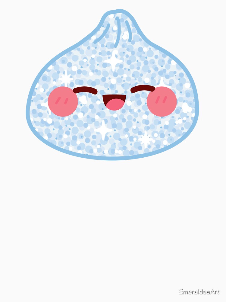 Kawaii Blue Glitter Squishy Dumpling – Cute Food Character Design by EmeraldeaArt