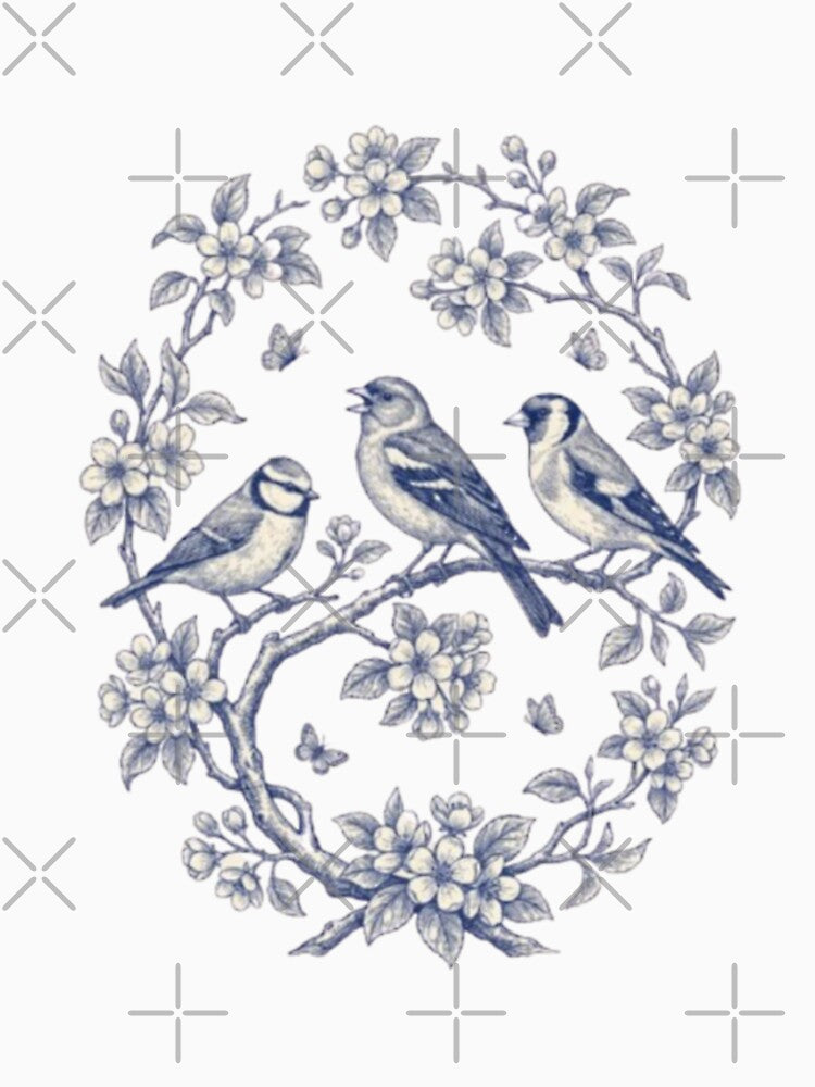 Blue Toile songbirds by Kritiwadhawan30