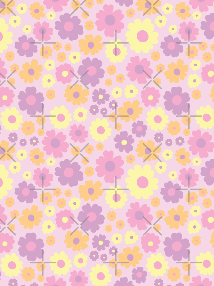 GROOVY RETRO FLOWER POWER GIRLY 70S AND 60S STYLE PINK by blomastudios