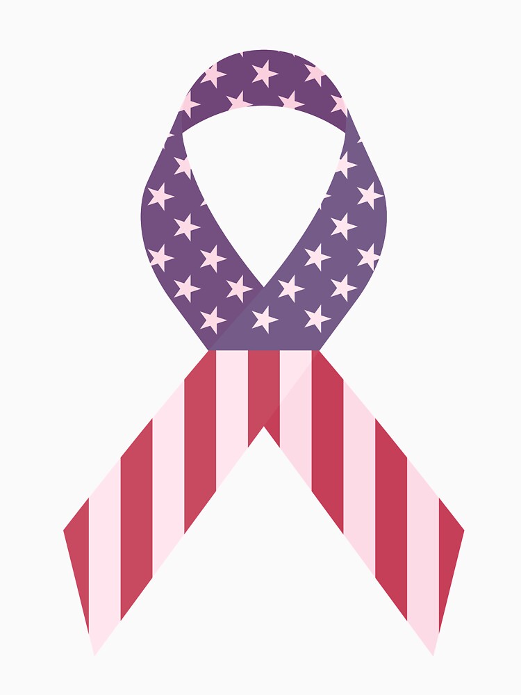 American Flag USA Ribbon T-Shirt | Breast Cancer Awareness by AllStarMerch