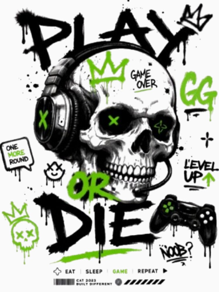 Gamer Skull Streetwear Design by StreetWave01