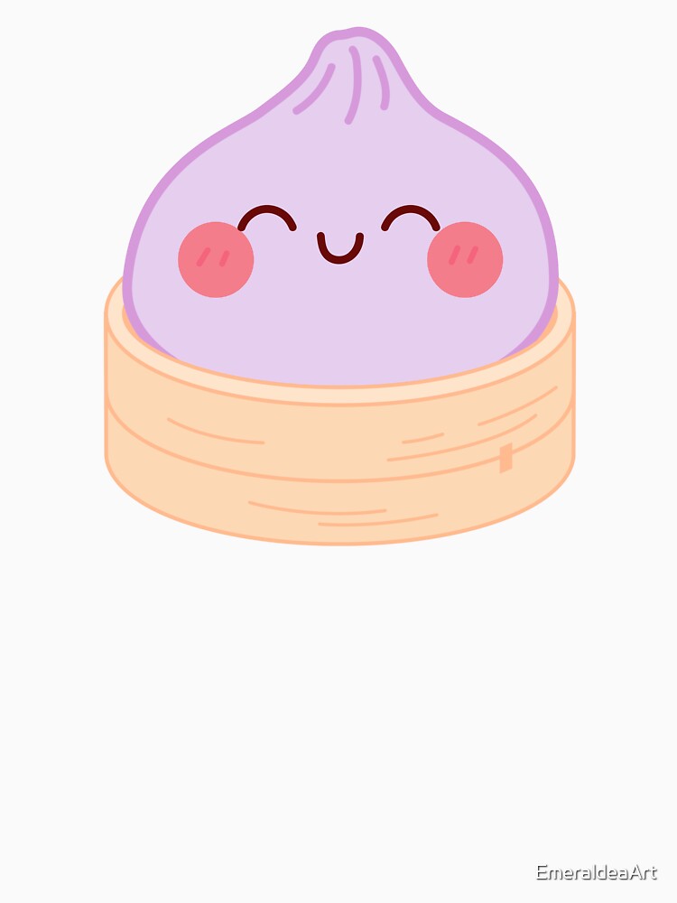 Purple squishy Dumpling in bamboo steamer basket by EmeraldeaArt