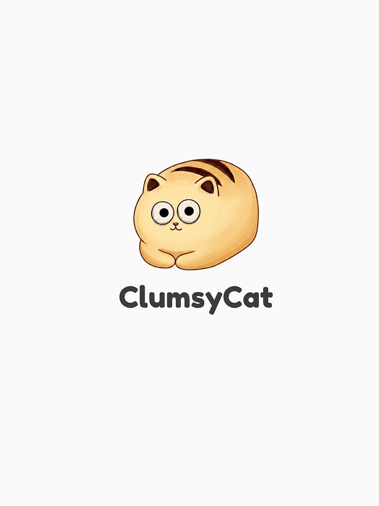Clumsy Cat Funny Googly Eyes Cute Loafing Kitty Cartoon by ClumsyStudio