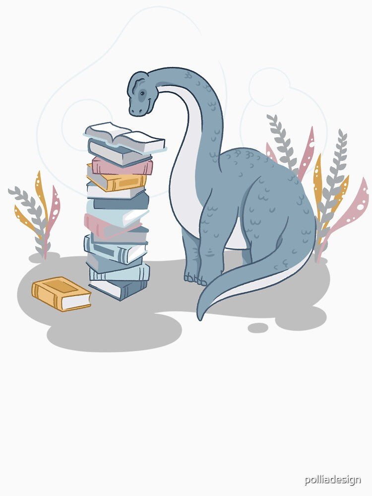 Sweet Bookish Dino by polliadesign