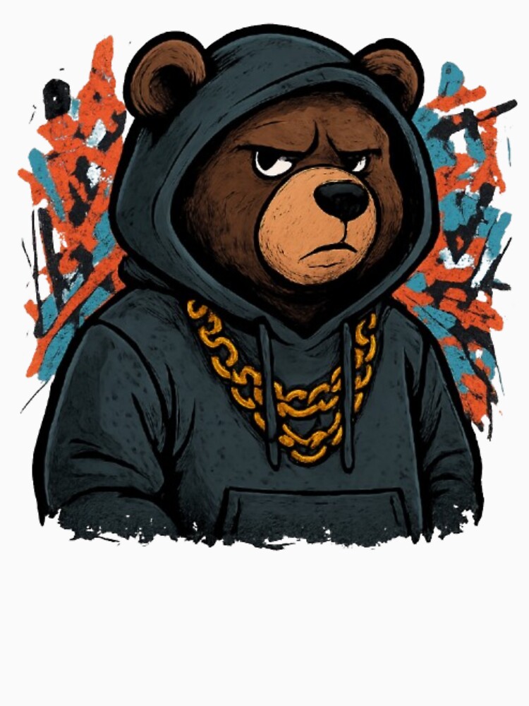 Streetwear Bear in Hoodie & Chains by PixelStyle Studio