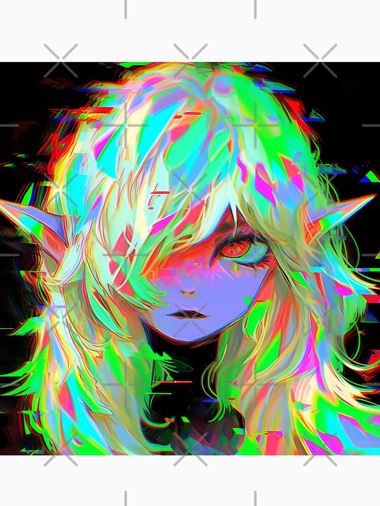 Glitchcore Anime Elf Aesthetic by bubblegoth