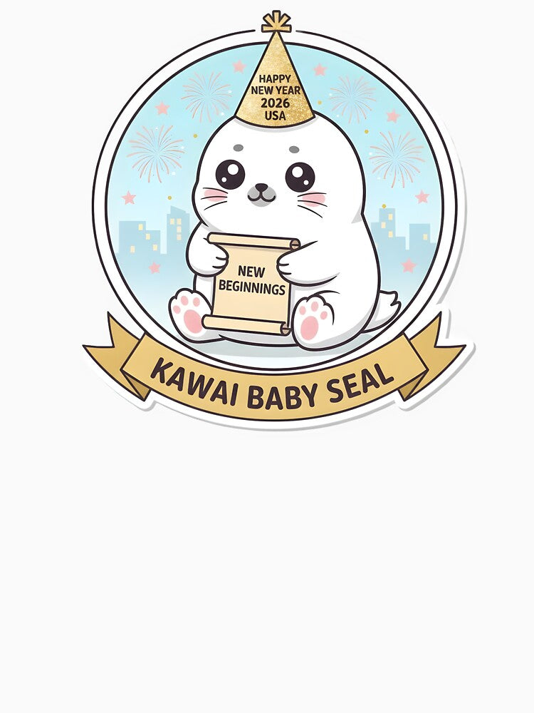 Kawaii Baby Seal New Year 2026 USA Arctic Celebration by arup7980