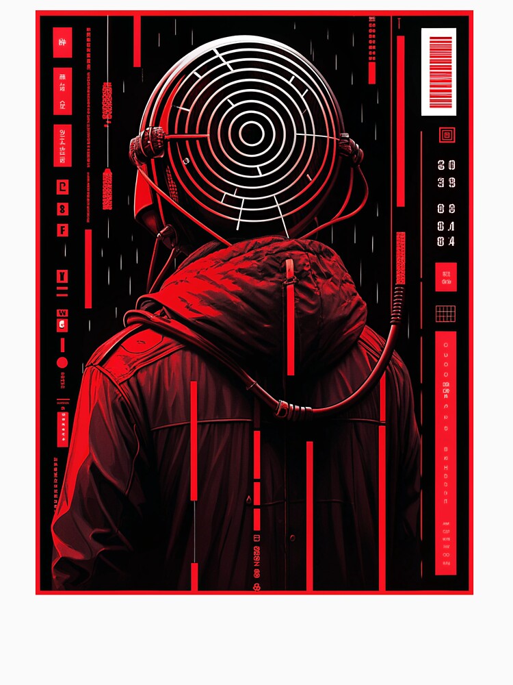 Retro-Futuristic Poster of a Cyberpunk Shrine by Raw-Ink