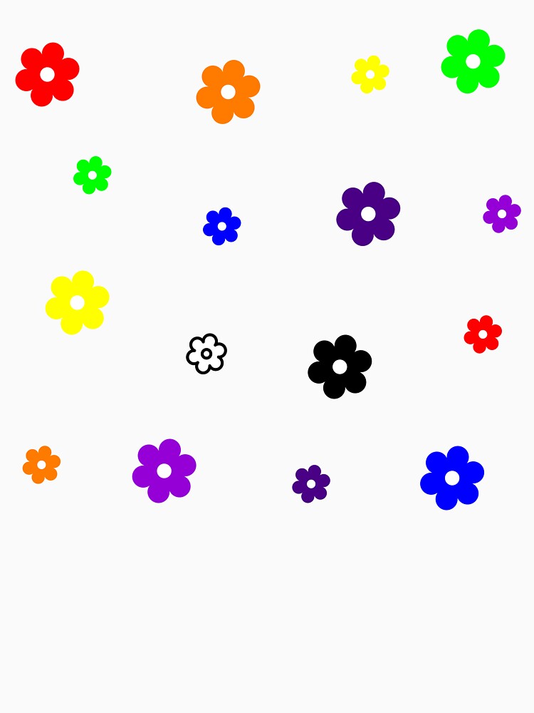 Bright Bold Retro Scattered Rainbow Flowers Pack by Aesthetic Crew