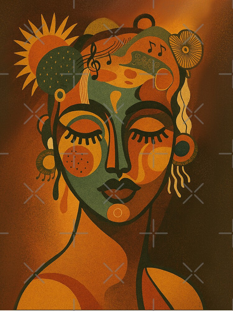 Abstract face woman vintage tones Solstice Notes by DzurDesigns