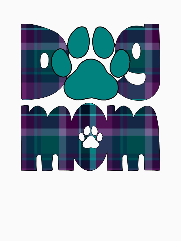 Dog Mom Purple Blue Turquoise Teal  Plaid by HeidiMyersArt