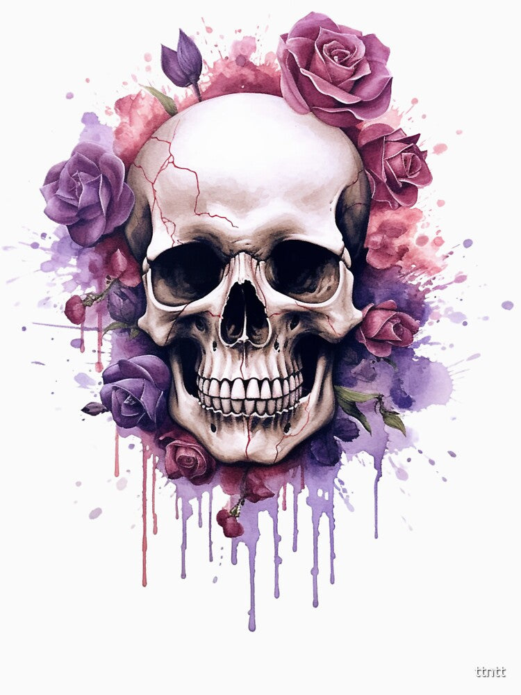 Skull & Roses with Dripping Ink by ttntt