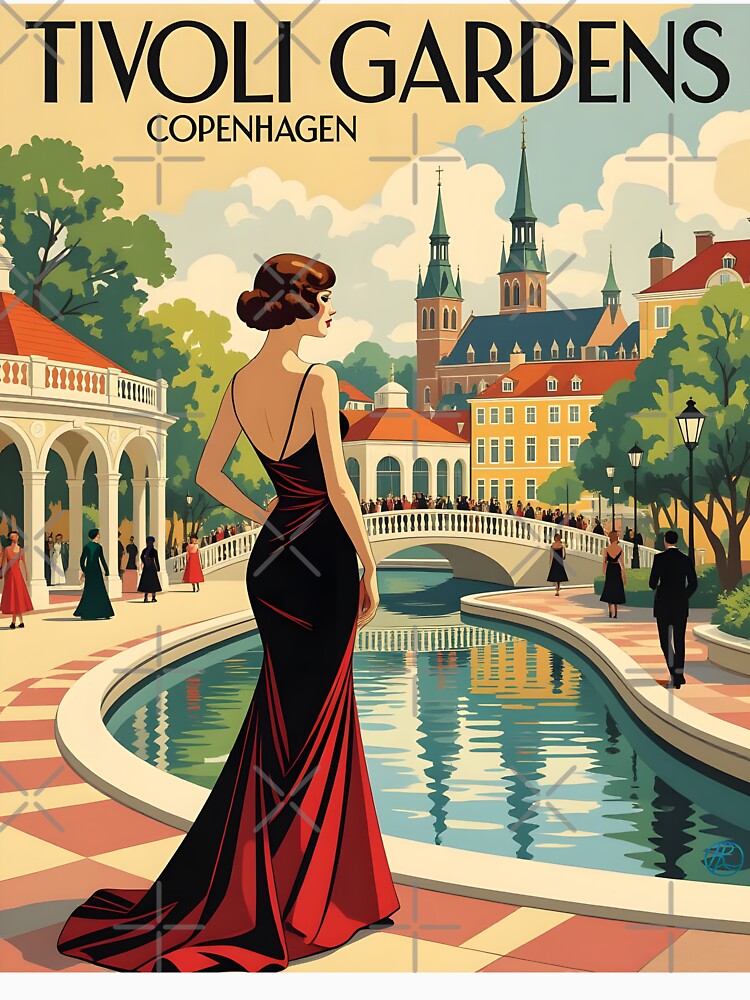 Tivoli Gardens Copenhagen, travel poster by Robert Lacy