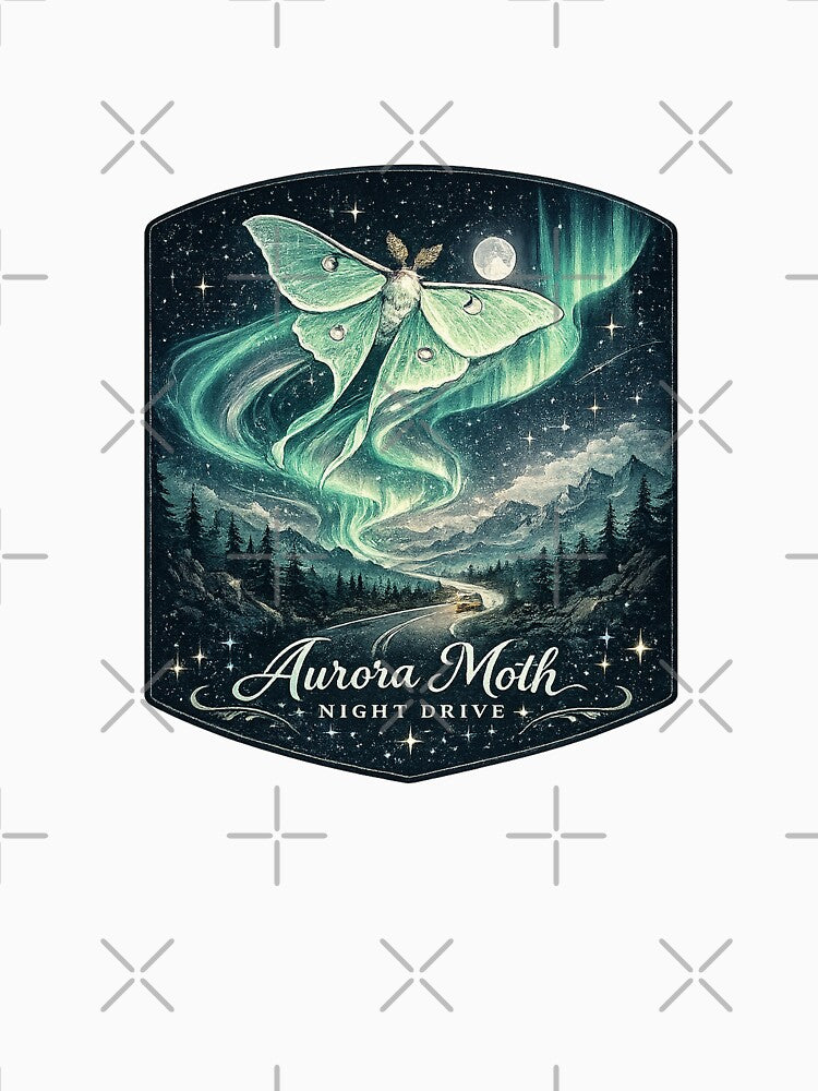 Aurora Moth Night Drive Celestial Summer Stargazing Art by Bratak