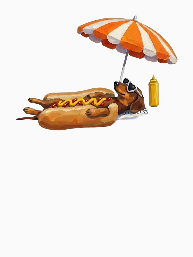 Hot Dog On Beach Dachshund Summer Wiener Dog Funny Pun by VGAfanatic