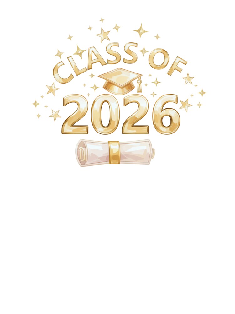 Class of 2026 Graduate with Gold Graduation Hat, Diploma & Stars by JeweledDesigns