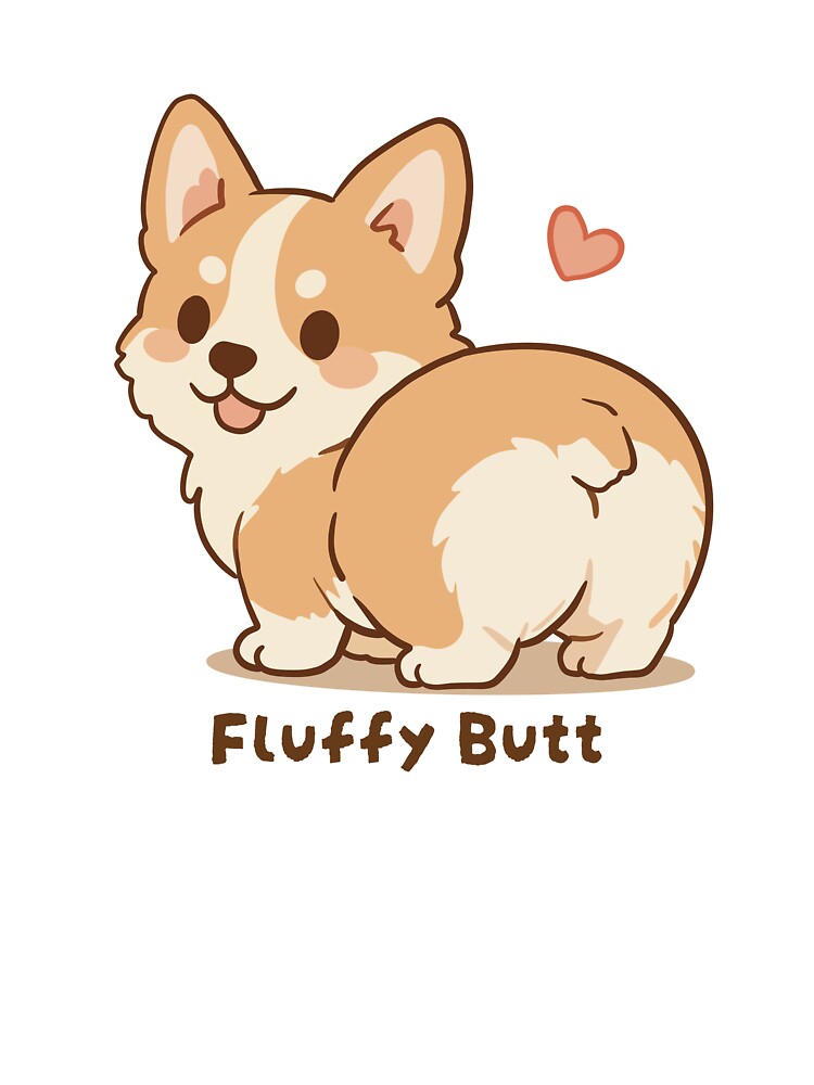 Corgi Fluffy Butt Cute Kawaii Puppy by MJ ART