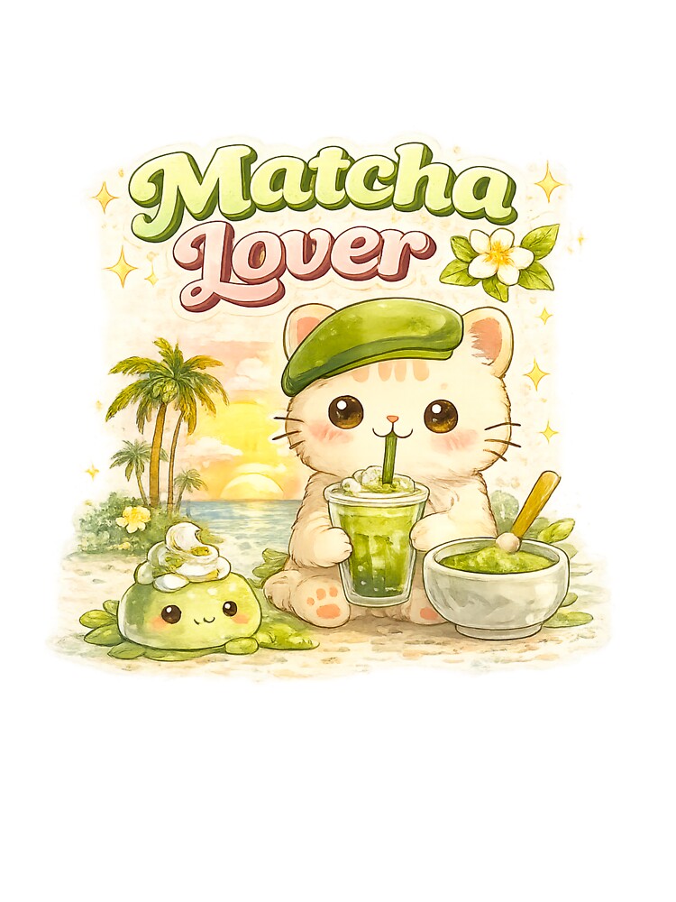 Kawaii Matcha Cat – Cute Green Tea Lover Art by Sweet shop