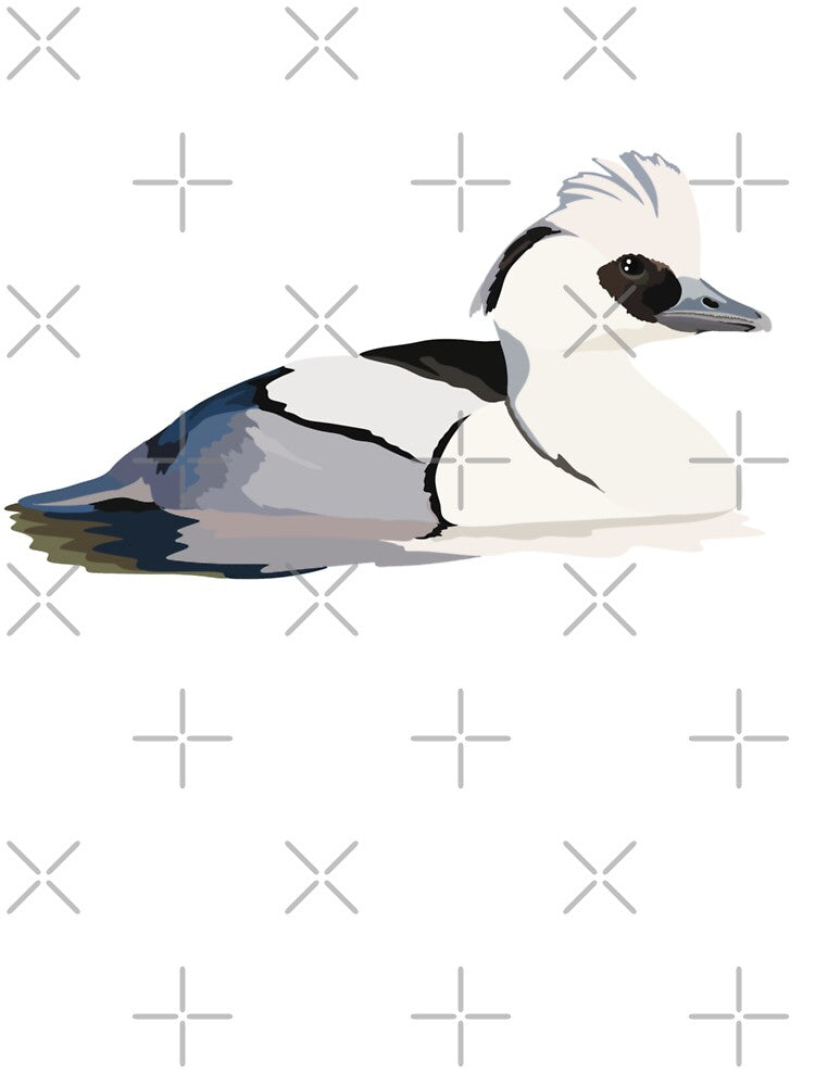 S is for Smew,Smew Illustration – Elegant Winter Duck Wildlife Art by PrettylittlepastelUk
