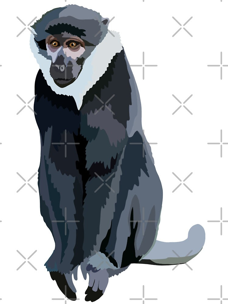 L is for Lehoest Monkey,Lehoest’s Monkey Illustration – Unique Primate Art for Wildlife and Nature Lovers by PrettylittlepastelUk