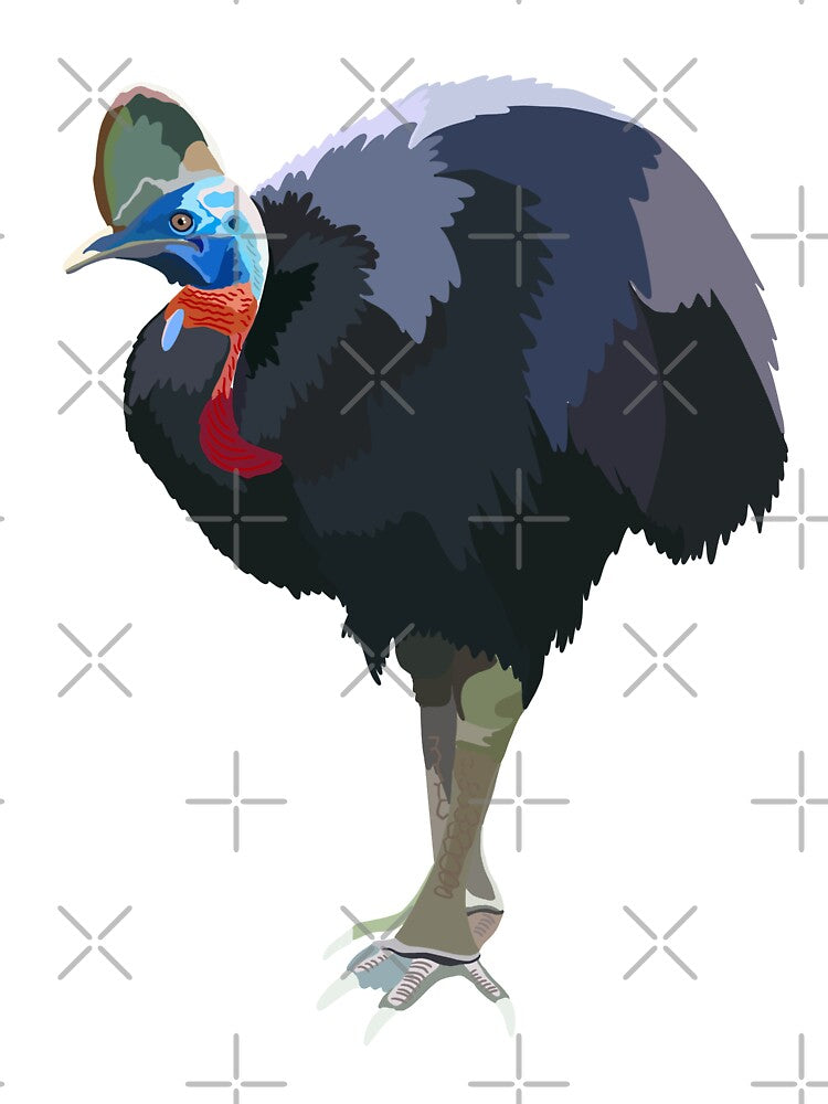 C is for Cassowary, Cassowary Artwork – Powerful Flightless Bird Illustration and Tropical Rainforest Wildlife Design by PrettylittlepastelUk