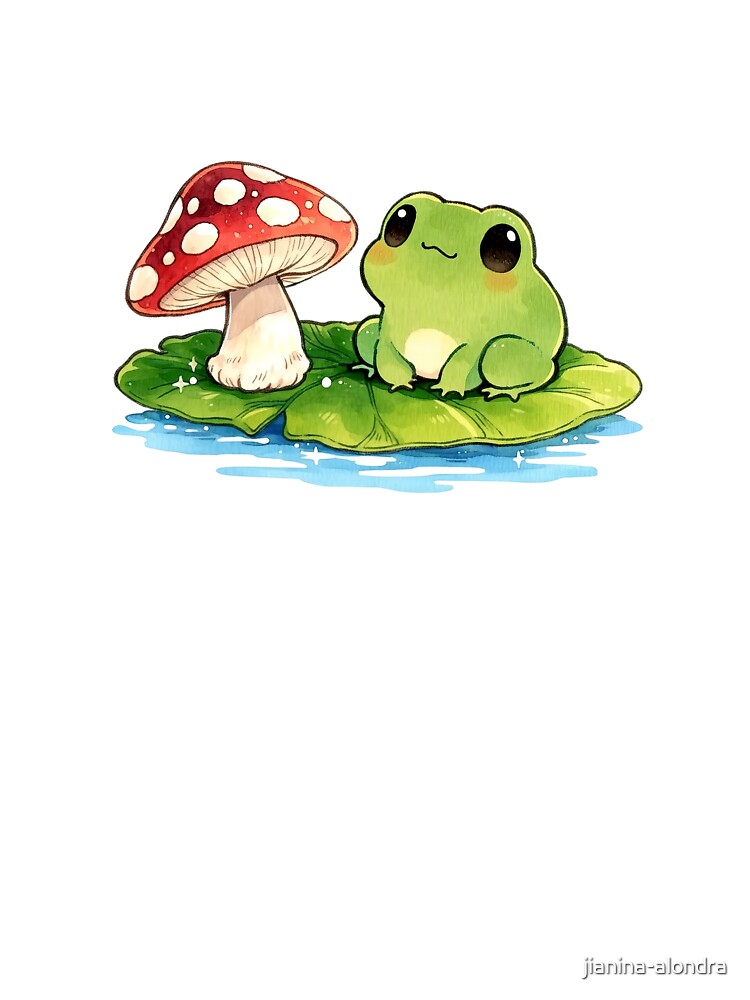 Frog And Mushroom On Lily Pad by jianina-alondra