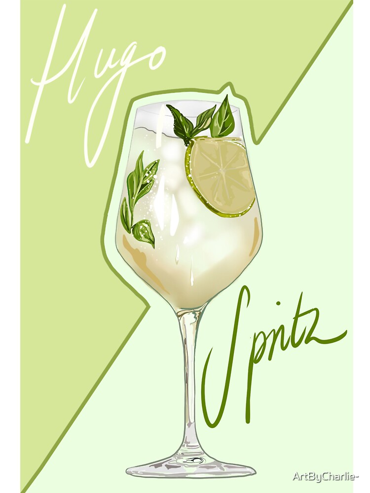 Green Hugo Spritz cocktail digital print by ArtByCharlie-