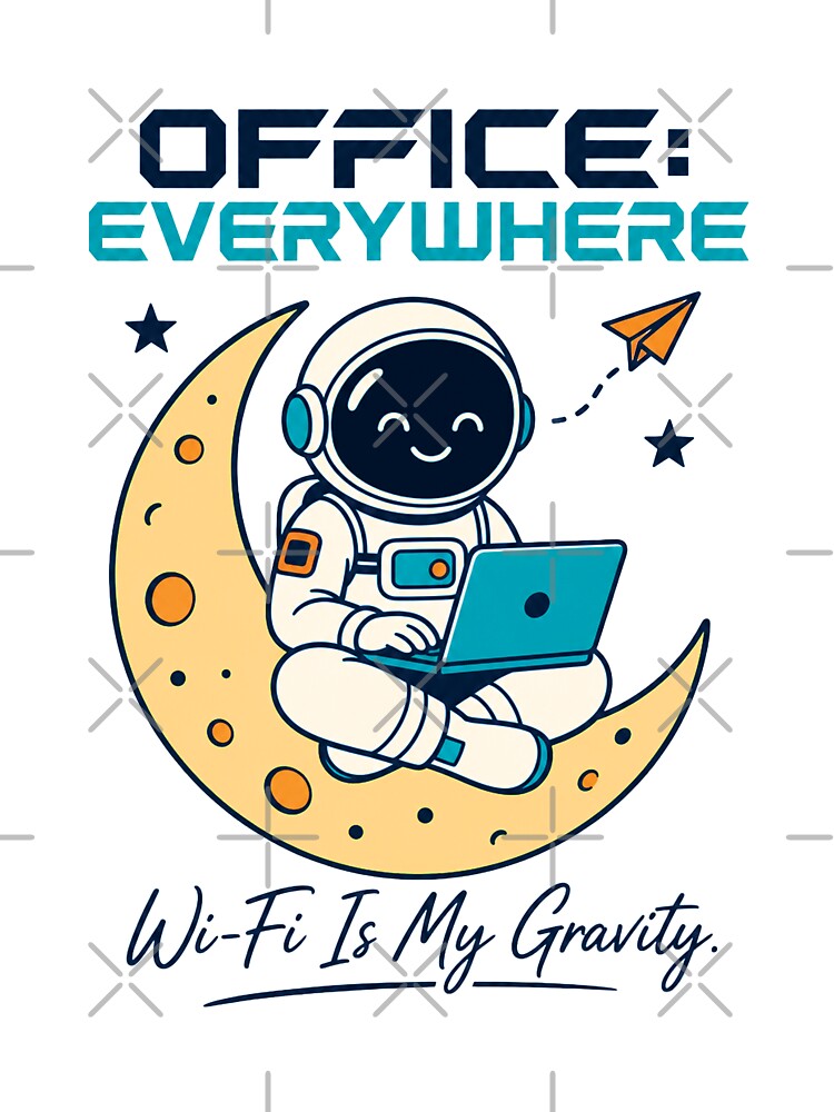 Office Everywhere Shirt, Digital Nomad T-Shirt, Remote Worker Tee, Work From Anywhere Shirt, Laptop Astronaut Graphic Tee, Freelancer Travel Gift by KAYJAY DESIGNS