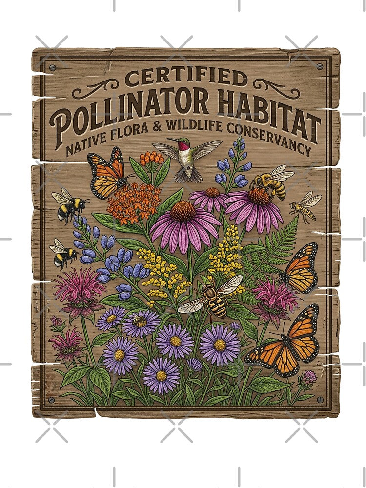 Certified Pollinator Habitat Vintage Wooden Sign by PGRprint