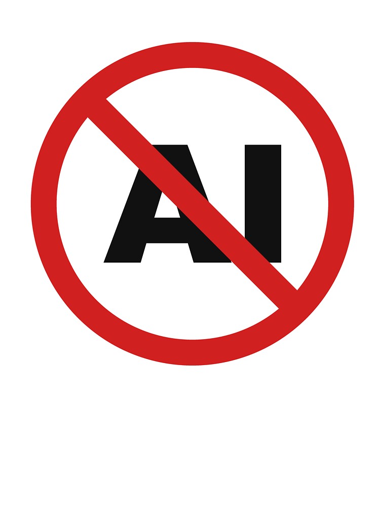 AI Free. Set in heavy type, flat and high-contrast so it still reads small. Drawn, not generated. No AI was used to make this design. by marcoke