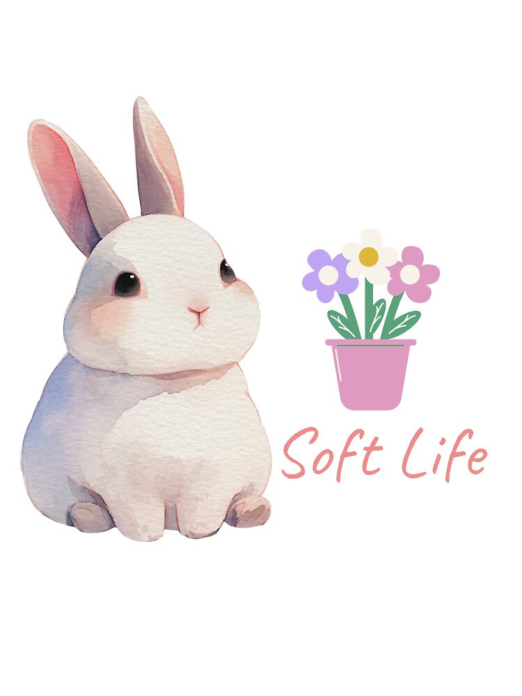 Soft Life Kawaii Bunny Floral Art by UUniqueIImprint