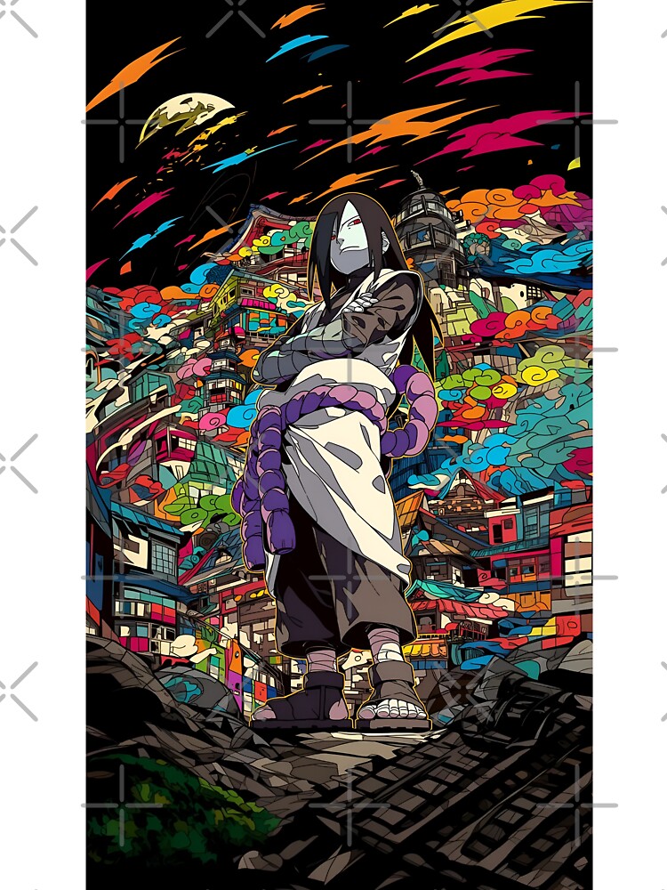 Orochimaru Neon Village Anime Aesthetic Art Print | Dark Snake Ninja Art by Dyan4