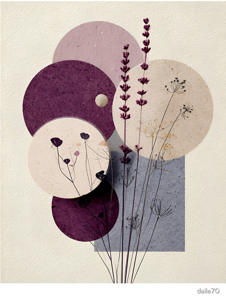 Boho Botanical Collage Lilac and Mauve Floral Art by daila70
