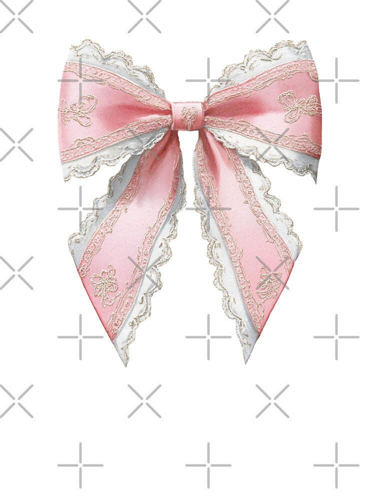 Pink and white lace bow by MendaciousMina