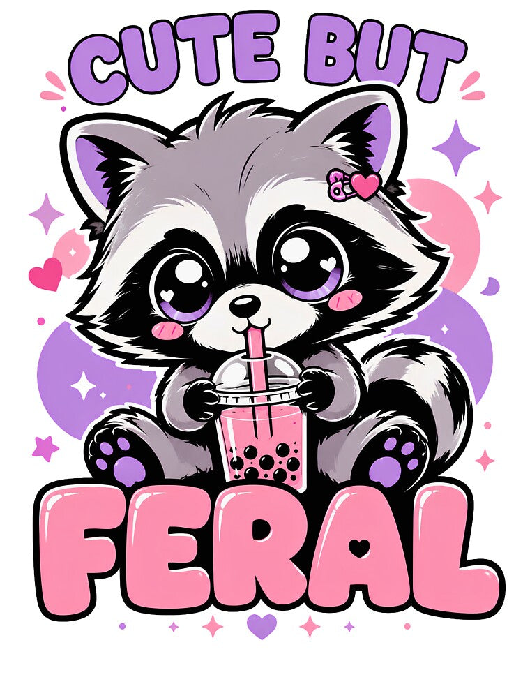 Cute But Feral — Kawaii Raccoon Boba Tea & Pastel Trash Panda Meme by BumbleBloom7