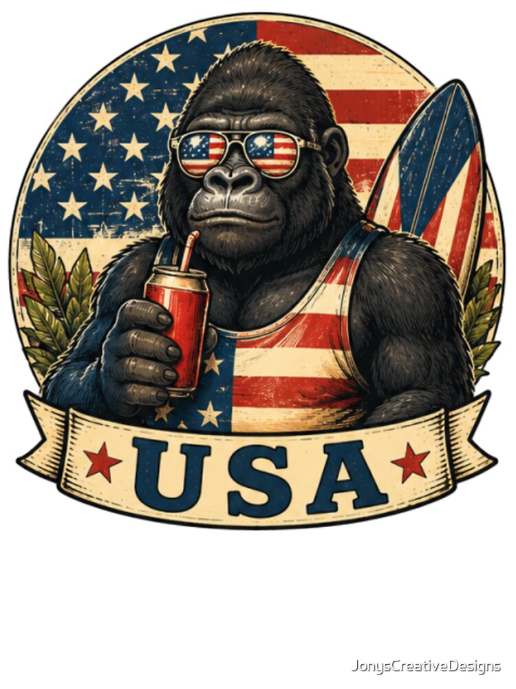 Gorilla Genial disfrutando de una refrescante piña colada by JonysCreativeDesigns