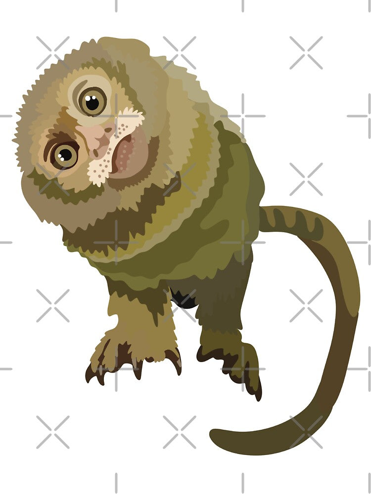 P is for Pygmy Marmoset , Pygmy Marmoset – Tiny Primate Wildlife Illustration by PrettylittlepastelUk