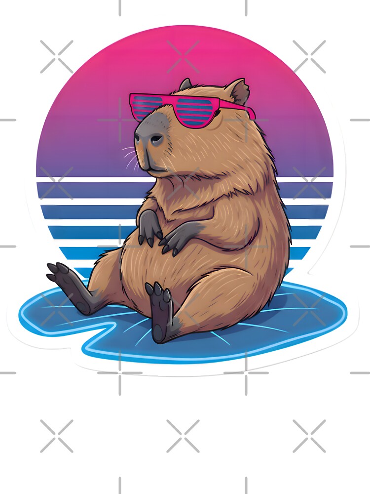 Vaporwave Capybara Cosmic Chill Retro 80s Neon Aesthetic Shutter Shades by StickyGuys