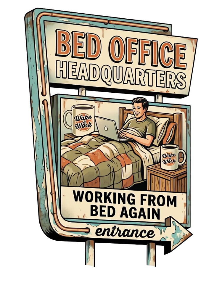 Working From Bed Again Vintage Remote Work Design by urbinet