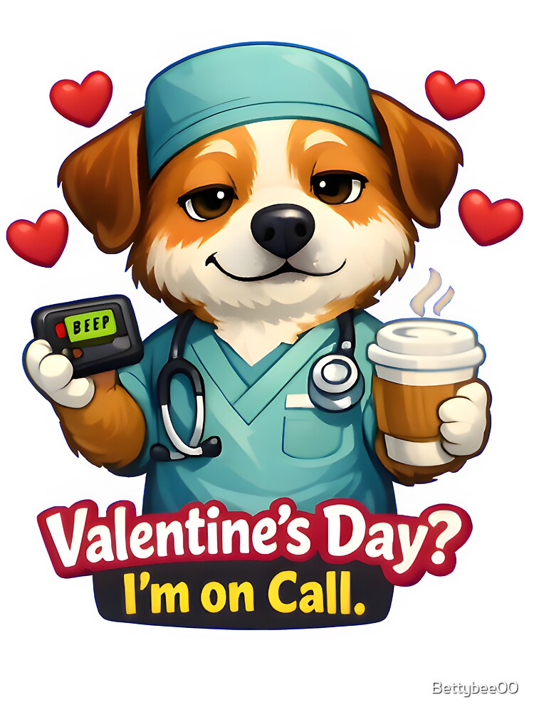 Valentine’s Day? I’m on Call – Funny Dog Veterinarian Valentine Design by Bettybee00