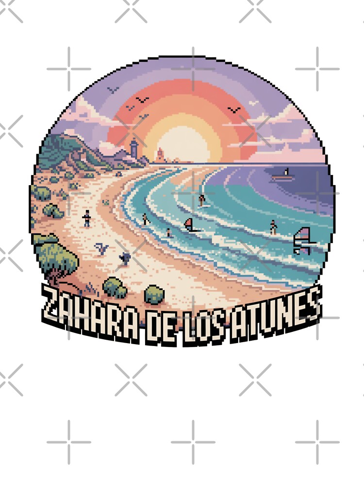 Zahara de los Atunes Spain Pixel Art - Retro Atlantic Beach Scene by CircinusStore