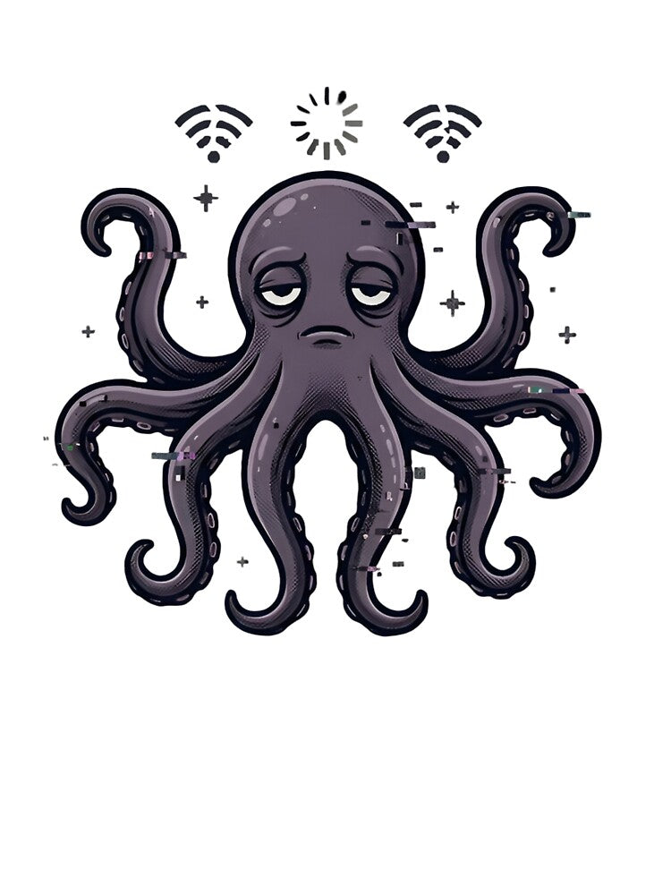 Mentally Buffering Octopus Y2K Graphic Tee – Funny Overthinking Octopus Meme Shirt by ZyxDes