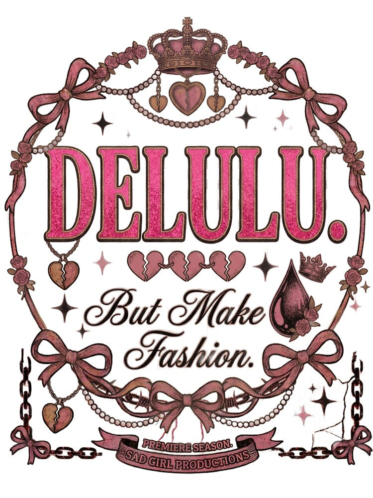 Delulu But Make It Fashion Pink Glitter Coquette Design by InkroarCo