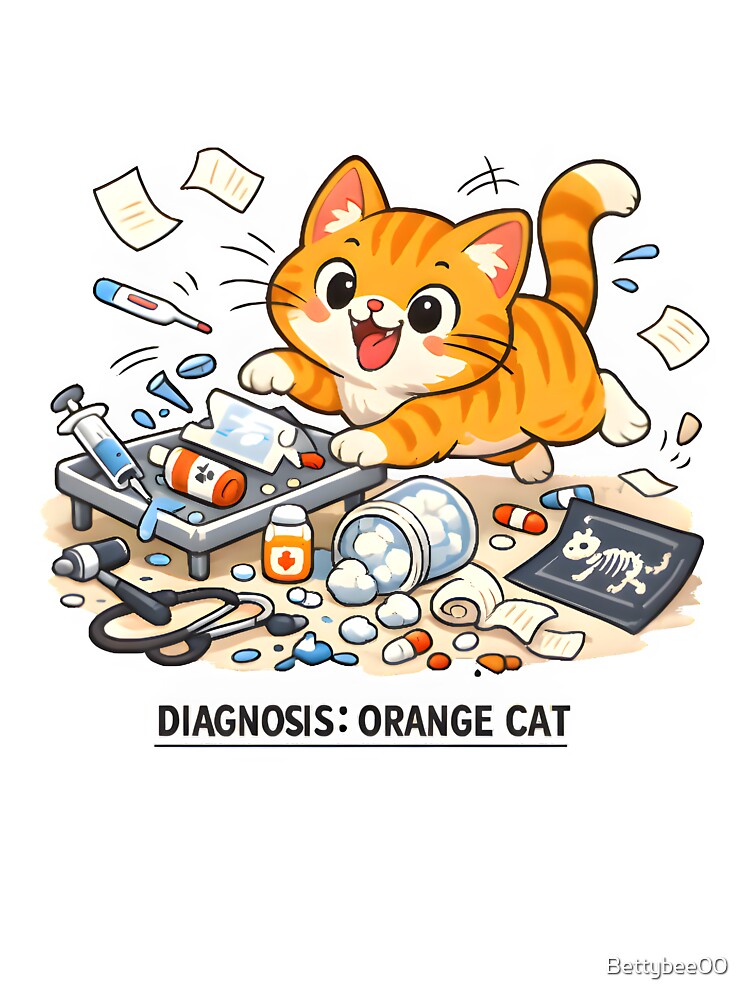 Diagnosis Orange Cat Funny Vet Cat Chaos Veterinary Humor Design by Bettybee00