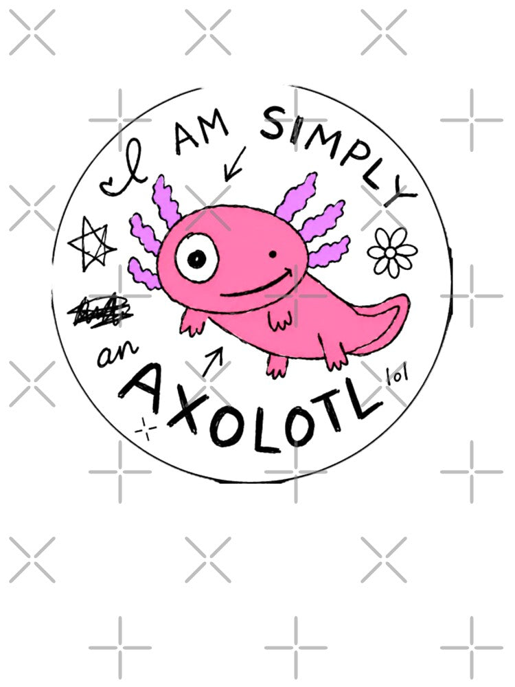 I Am Simply An Axolotl Sticker MS Paint Hand Drawn Funny Cute Chaotic Anti Design Meme Kawaii Pink Purple Doodle by Obinne