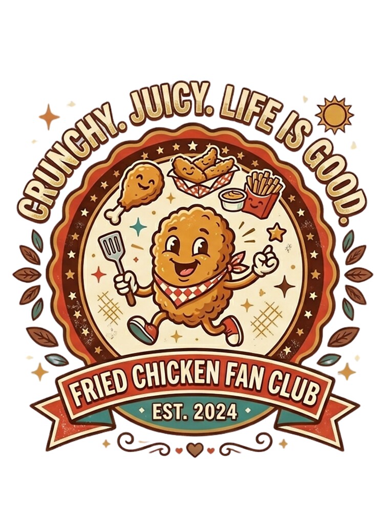Fried Chicken Fan Club Crunchy Juicy Retro Foodie Mascot by Wear Sculpt