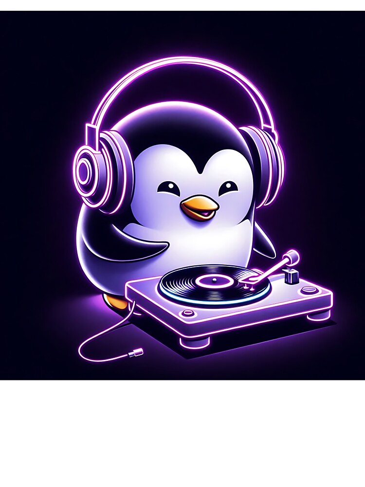 Glowing Neon Penguin DJ by Michaelragheb