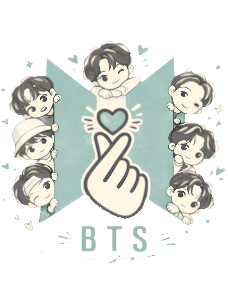 Bts Chibi Cute Kpop Finger Heart by Charles Elliott