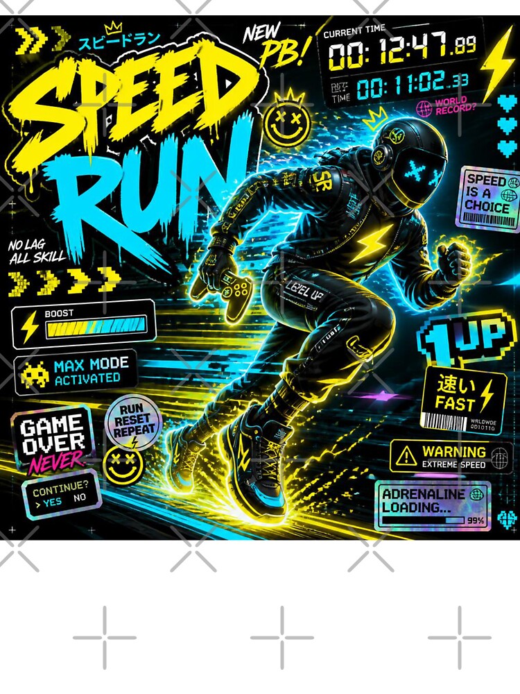 SPEED RUN Gaming Sticker | Neon Arcade Gamer Graphic | Cyber Esports Vinyl Sticker by Stylestickers55